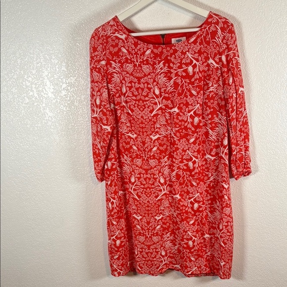 Old Navy Orange Forest Creatures Shift Dress Size Medium Tall - Picture 1 of 7